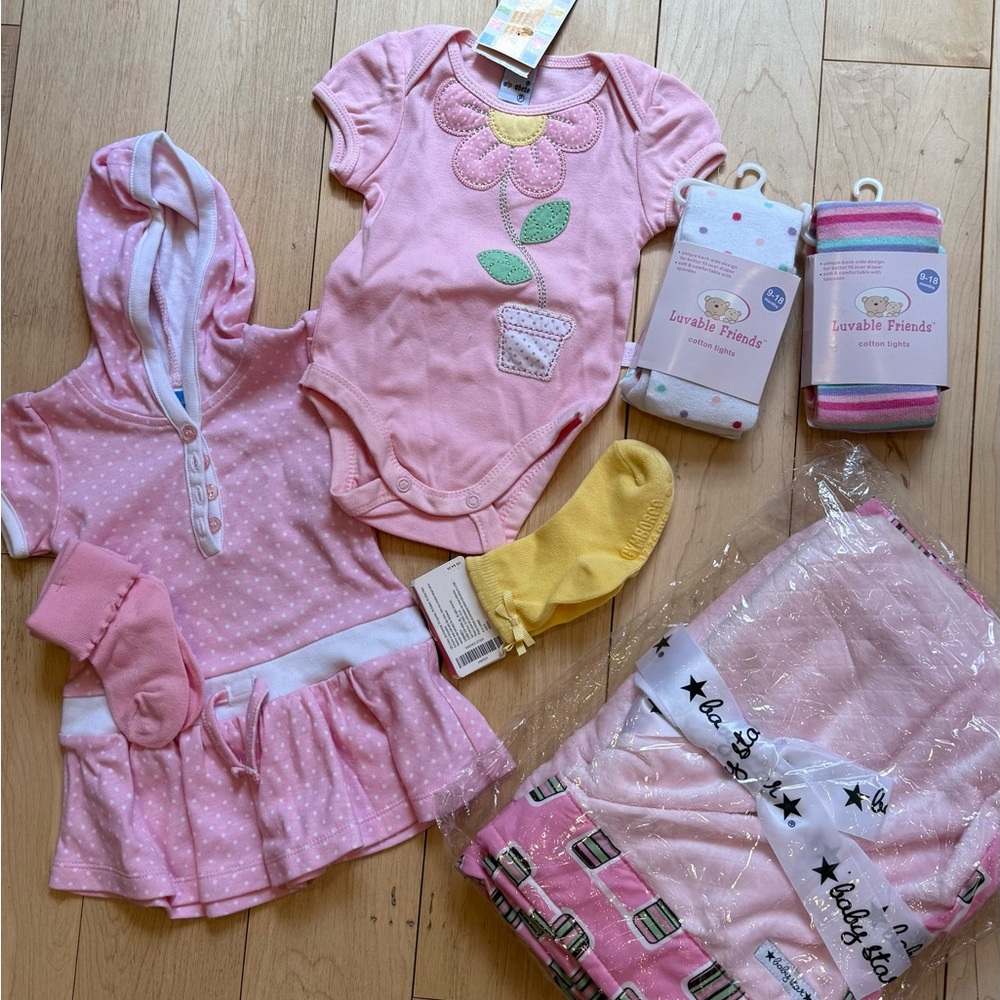 Pink Baby Clothing Set with Floral Onesie